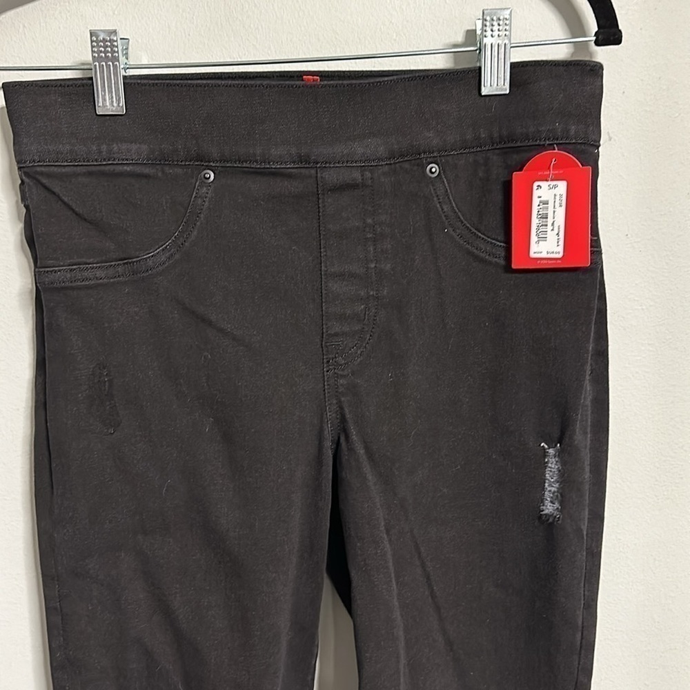SPANX Distressed Denim Legging VTG Black 20213R Pull On Stretch Jegging Pant S/P